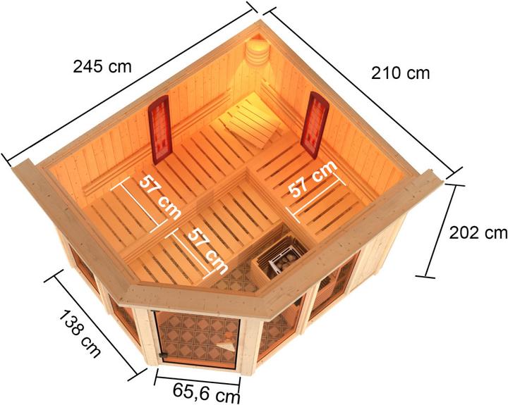 Produktbild Karibu Infrarotkabine Ava Eckeinstieg, Kranz (9 KW externe Steuerung)