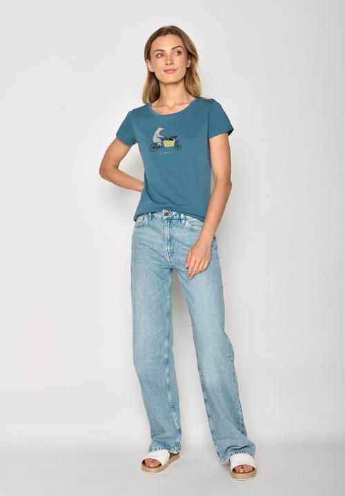 Actual product image Greenbomb Women's Bike Cargo Raccoon Loves T-Shirt (XS)