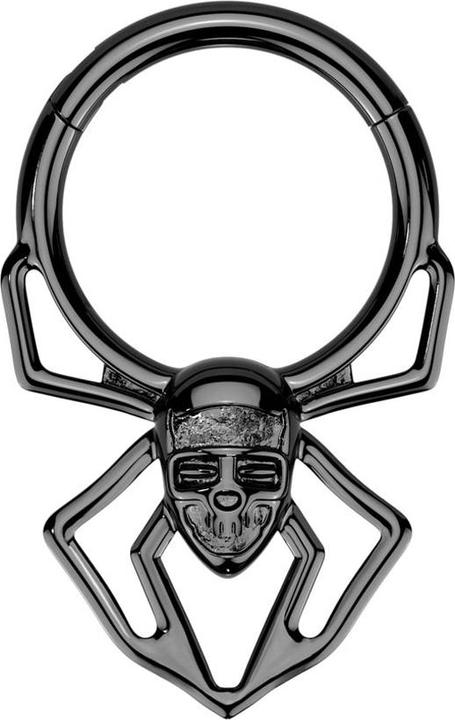 Immagine prodotto Star Piercing Micro Segmentring klappbar schwarz Spinne mit Schädel Gesicht (Acciaio chirurgico 316L)