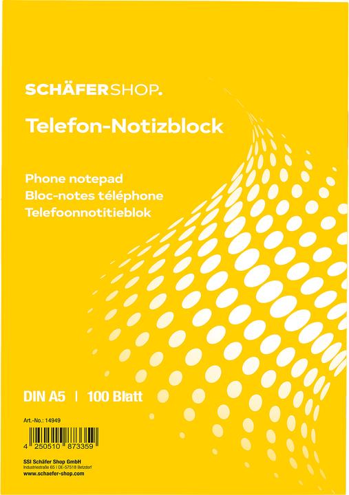 Produktbild Schäfer Shop Telefon-Notizblock, DIN A5, 5 Stück (A5, Liniert)