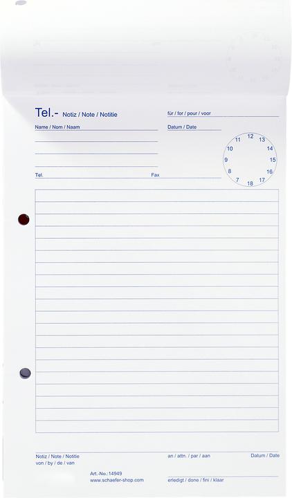 Produktbild Schäfer Shop Telefon-Notizblock, DIN A5, 5 Stück (A5, Liniert)