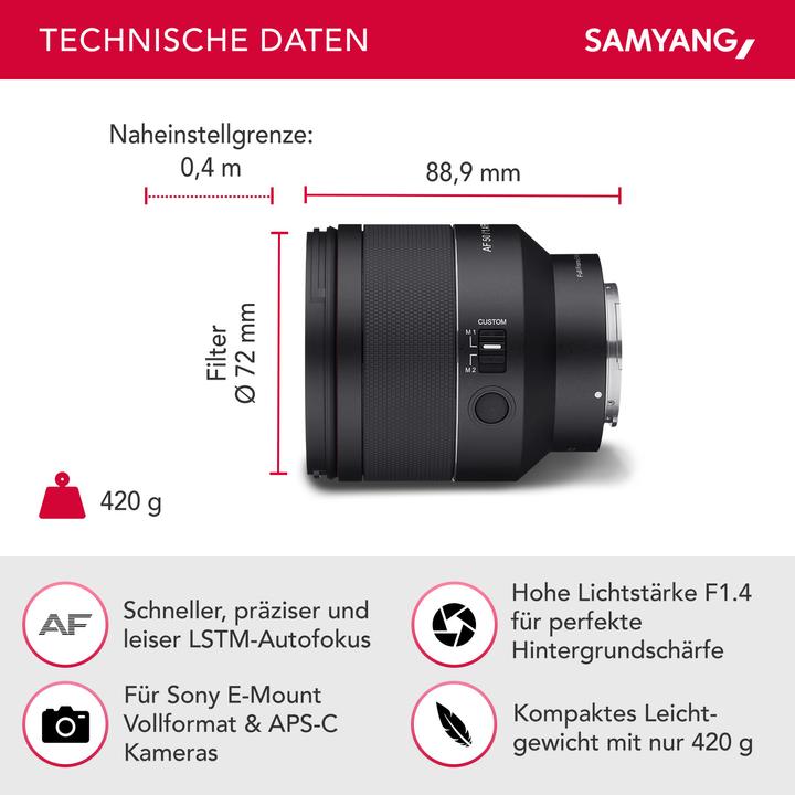 Image du produit Samyang AF 50mm f/1.4 Mark II, Sony E (Sony E, Plein format)