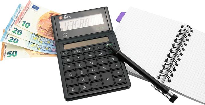 Actual product image Twen Eco 12 desk calculator, solar-powered, 12-digit display, EK, VK & margin calculation (Solar cells)