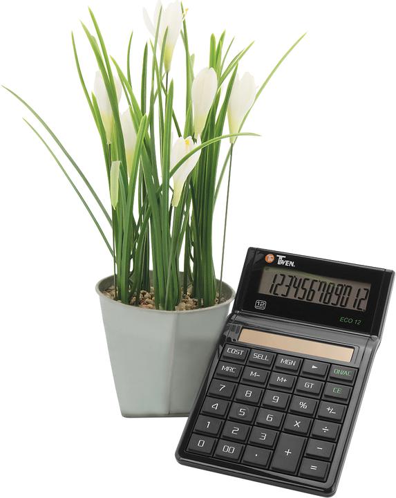 Actual product image Twen Eco 12 desk calculator, solar-powered, 12-digit display, EK, VK & margin calculation (Solar cells)