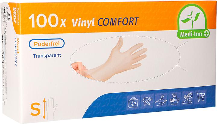Produktbild Papstar Einmalhandschuhe Medi-Inn Comfort, Vinyl, puderfrei, latexfrei, transparent, 100 Stück (S)