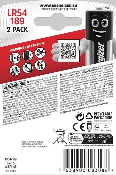 Immagine prodotto Energizer LR54/189 Specialità (2 pz., AG10, 66 mAh)