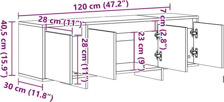 Produktbild VidaXL TV Schrank Lowboard Fernsehschrank Fernsehtisch TV Möbel Altholz-Optik (120 x 30 x 40.5 cm)