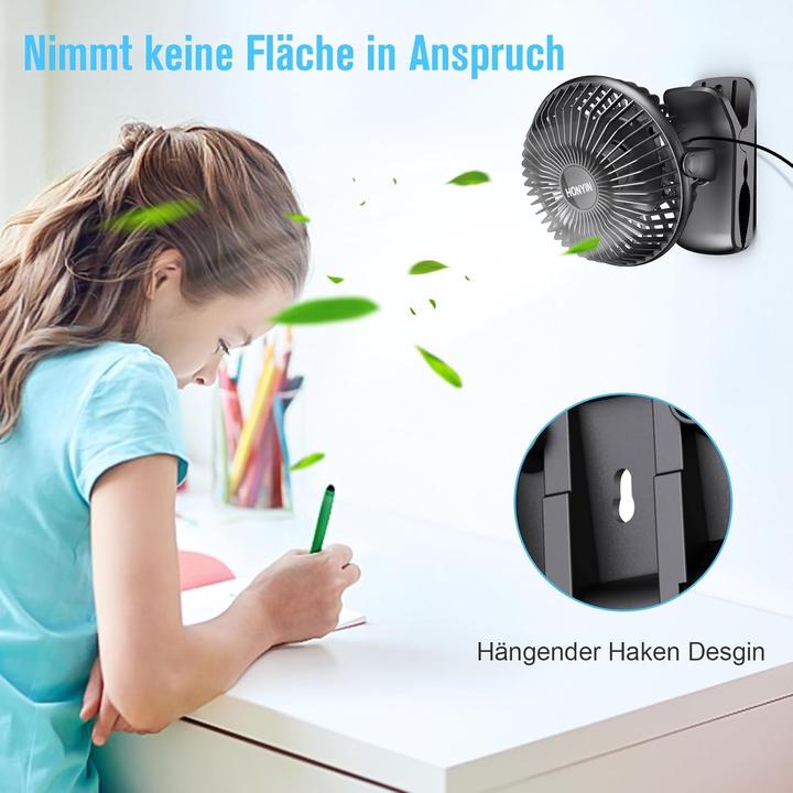 Image du produit Honyin Mini-Ventilator mit Clip (40 dB)