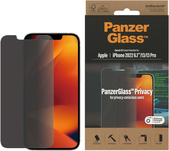 PanzerGlass Classic Fit Privacy (1 Piece, Apple iPhone 14, Apple iPhone 13 Pro, Apple iPhone 13)