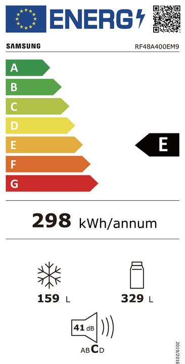 Energie-Label Samsung RF48A400EM9 Schlanker 4-türiger Kühlschrank 488 (488 l)