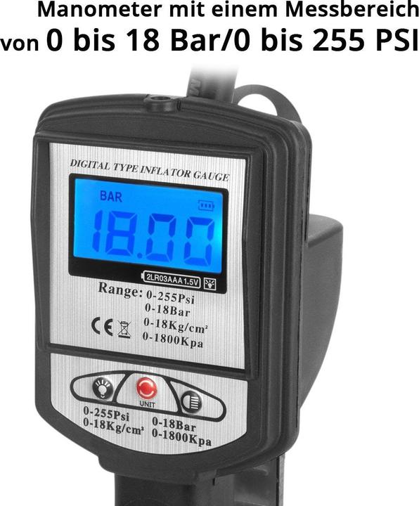 Produktbild Stahlwerk Digitale Druckluft-Reifenfüllpistole DRP-18 ST Messbereich 0-18 Bar