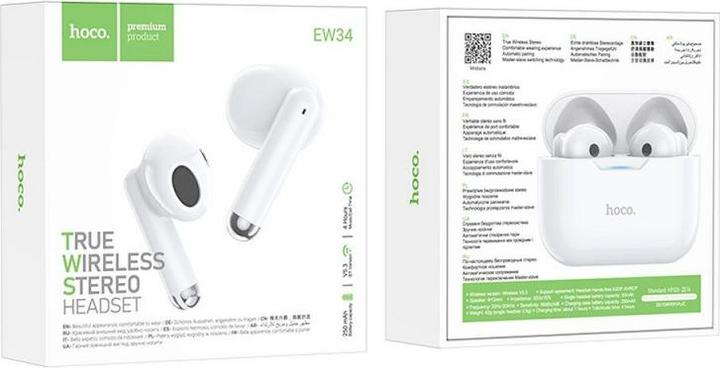 Produktbild Hoco - Wireless Earbuds (EW34) - TWS with Bluetooth 5.3 - White (Kabellos)