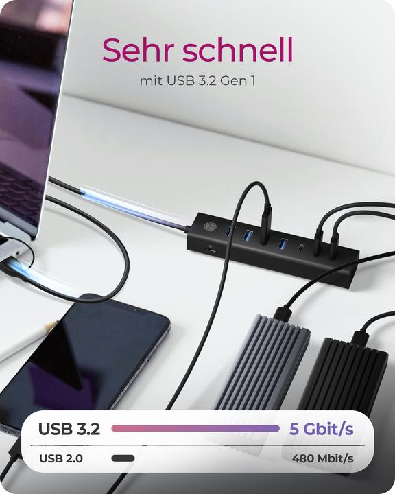 Actual product image Icy Box IB-HUB1737-C3 (USB-C, 7 Ports)