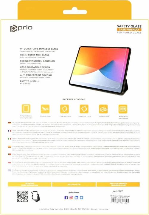 Actual product image prio Protective glass film for Samsung Tab S8+ (2022) clear (1 Piece, Galaxy Tab S8+)