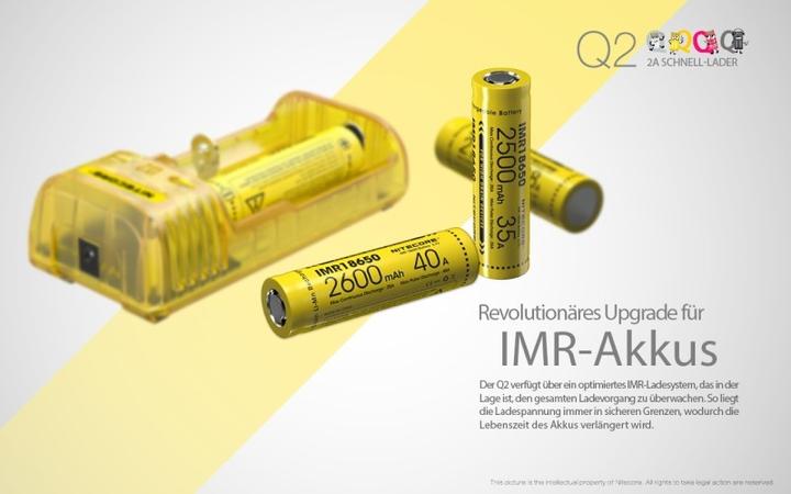 Actual product image Nitecore Q2 - Schnelladegerät für Li-Ion Akkus, 2 Schachtlader - 4 Farben zur Auswahl (1 pcs., Chargers without battery)