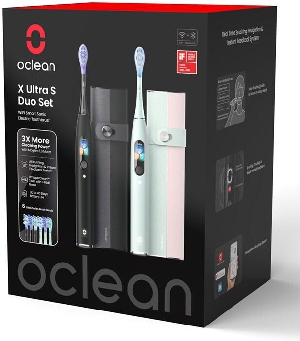 Clean X Ultra S Duo Set Elektrische Zahnbürste, grün und schwarz (Schallzahnbürste)