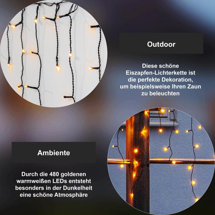 Actual product image Star Trading LED light curtain 'Golden Warm White', 480 LEDs, 12m (12 m)