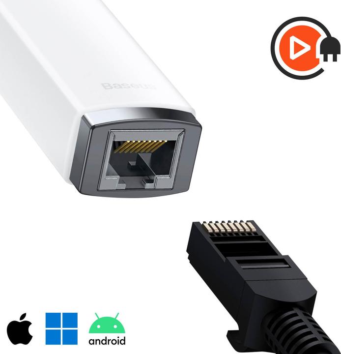 Productafbeelding Baseus Lite serie USB-C naar RJ45 netwerkadapter (wit) (USB-C)