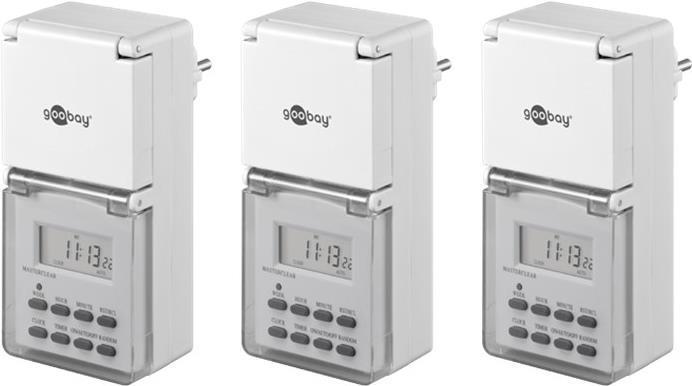 Immagine prodotto Goobay Timer digitale IP44, 3 pezzi, bianco