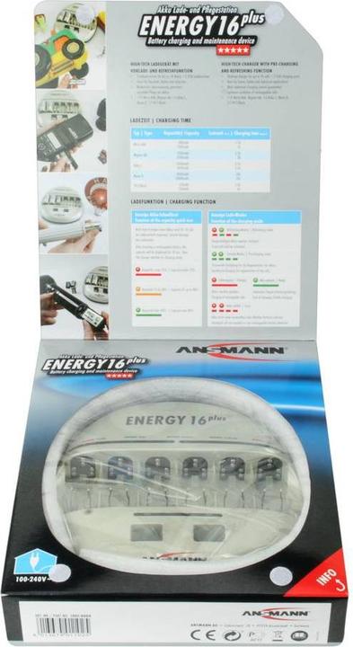 Produktbild Ansmann Energy 16 Plus (1 Stk., AAA, 9V Block, AA, C, D, Ladegerät ohne Akku)