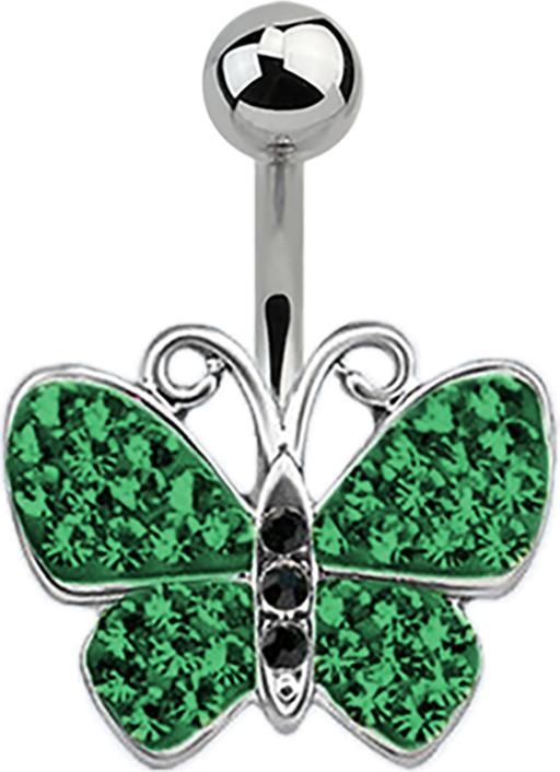 Star Piercing Banane silber Schmetterling grün (Chirurgenstahl 316L)