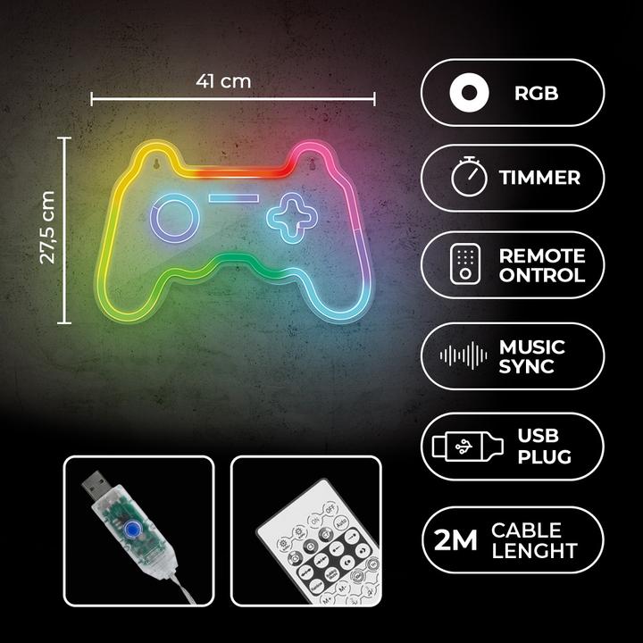 Actual product image Forever Light Neon LED RGB GAMEPAD FLRNE04 + RC