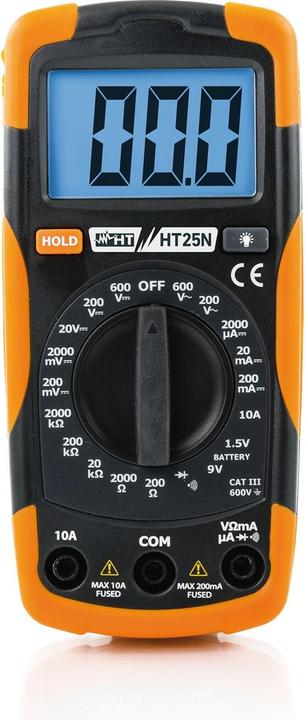 Immagine prodotto HT Instruments Multimetro manuale digitale con funzione di test della batteria (CAT III 600V)
