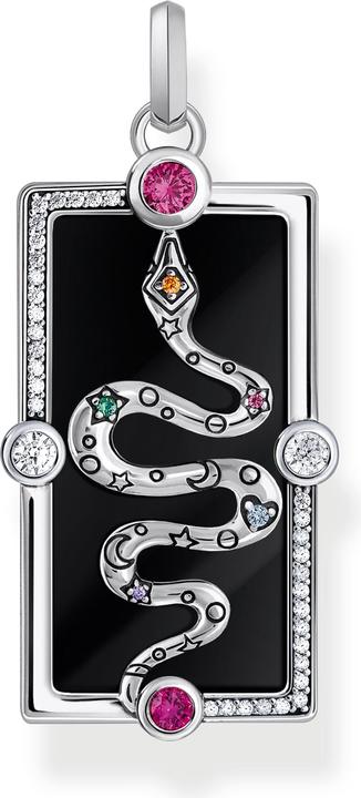 Thomas Sabo Kettenanhänger Schlange mit schwarzer Kaltemaille und bunten Steinen Silber (925er Silber, Emaille/Silber, Emaille)