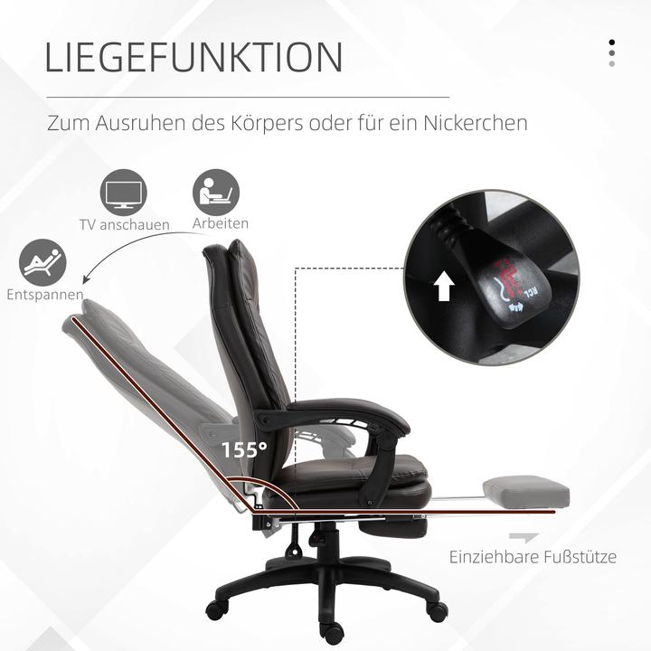 Produktbild Vinsetto Bürostuhl mit Fussstütze