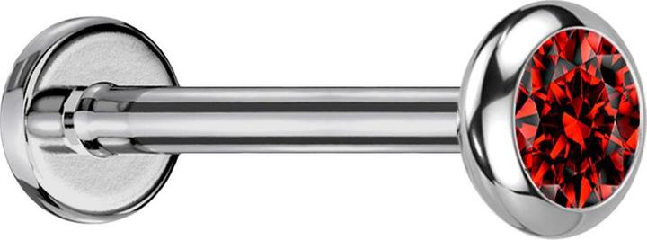 Produktbild Star Piercing Micro Labret Innengewinde silber Scheibe abgerundet silber Kristall rot (Titan G23, ohne Messing)