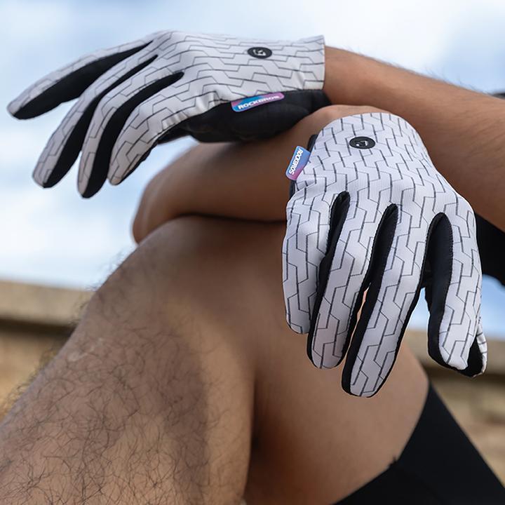 Actual product image Rockbros sports gloves full spring-summer size XL - white and black (XL)