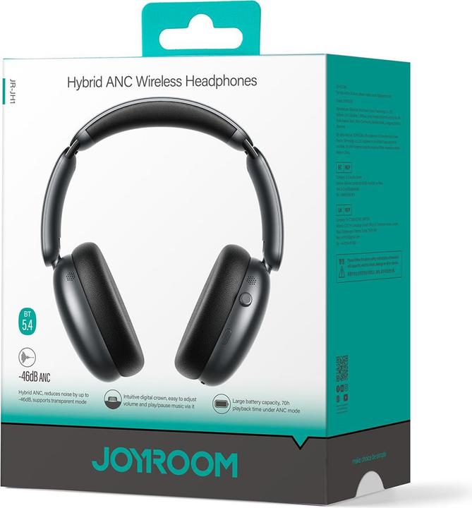 Actual product image Joyroom J-Head Series JR-JH1 Hybrid ANC Wireless Headphones-Black (120 h, Cable)