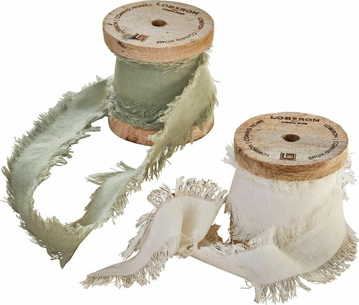 Actual product image Loberon Band set of 2 Valethor white/light green (Gift ribbon, 2 x)