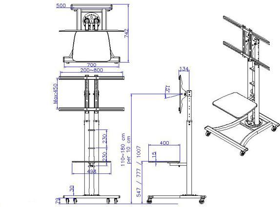 Image du produit Value Support de roue LCD/TV (Universel, 60", 50 kg)