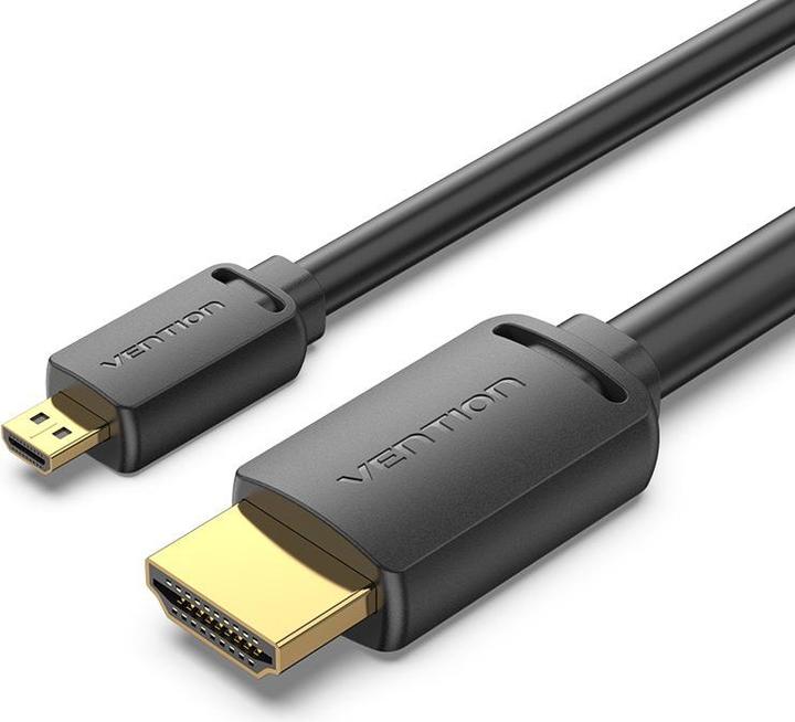 Actual product image Vention HDMI-D Male to HDMI-A Male 4K HD Cable 2m AGIBH (Black) (2 m, HDMI)