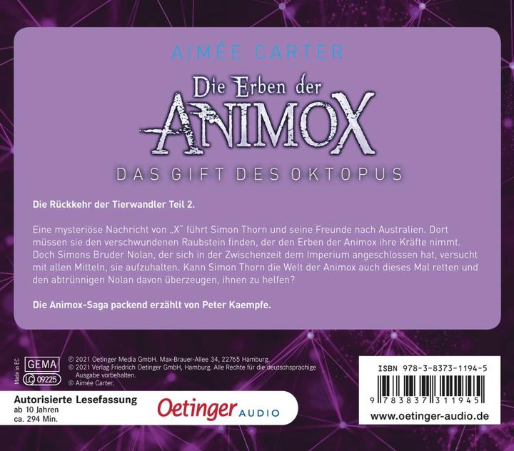 Actual product image The heirs of Animox 2. the poison of the octopus (Aimée Carter, Tailor, Frauke, German)