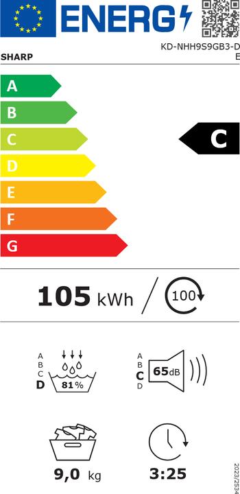 Energy Label Sharp Waschturm 9/10kg BB2 (10 kg, Changeable)