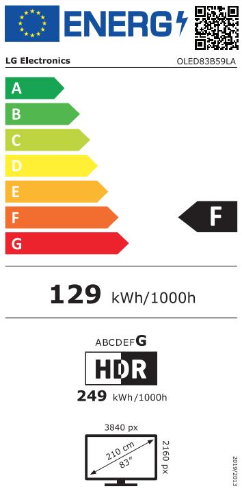 Energie-Label LG OLED83B59LA Ultra HD HDR OLED-TV 83 (210 cm) (83", OLED, 4K, 2025)