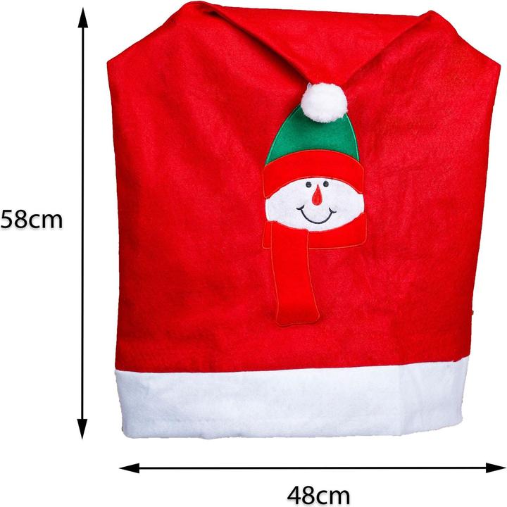 Produktbild Novaliv Weihnachten Stuhlhussen Set I Rot I Nikolausmütze I Stuhlbezug Weihnachtsdeko