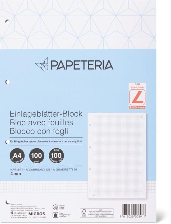 Produktbild Papeteria A4 Einlageblätter-Block (100 g/m², 100 x, A4)