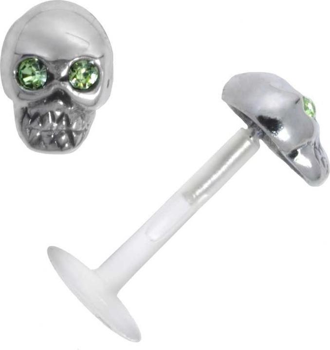 Bijouteria Piercing für Lippe/Tragus (Bioplast, Kristall, Silber 925)