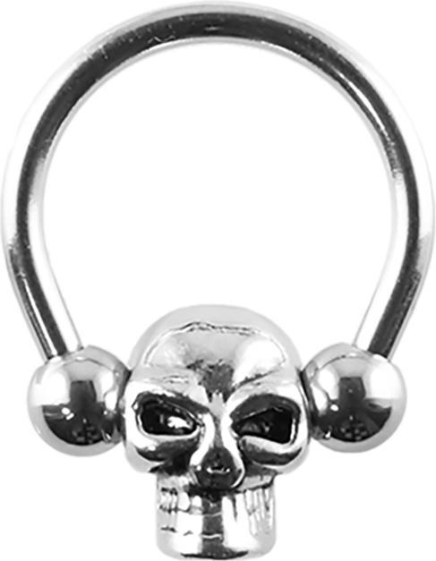 Star Piercing Closure Ring silber mit Totenkopf (Chirurgenstahl 316L, ohne Messing)
