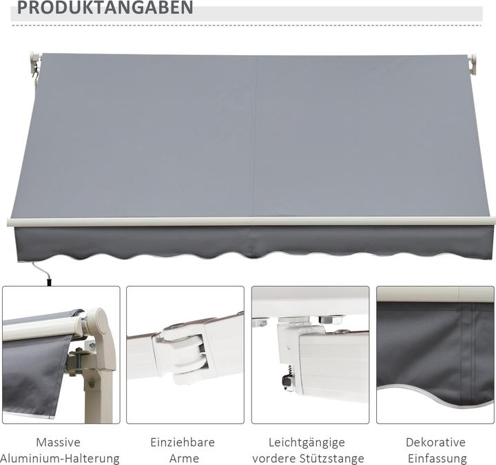 Produktbild Outsunny Gelenkmarkise mit Handkurbel (2.45 m)