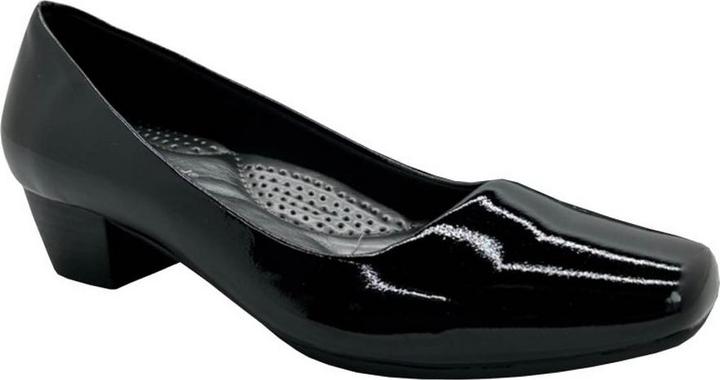 Boulevard Ladies Patent PU Niedrig Heel Court Schuhe