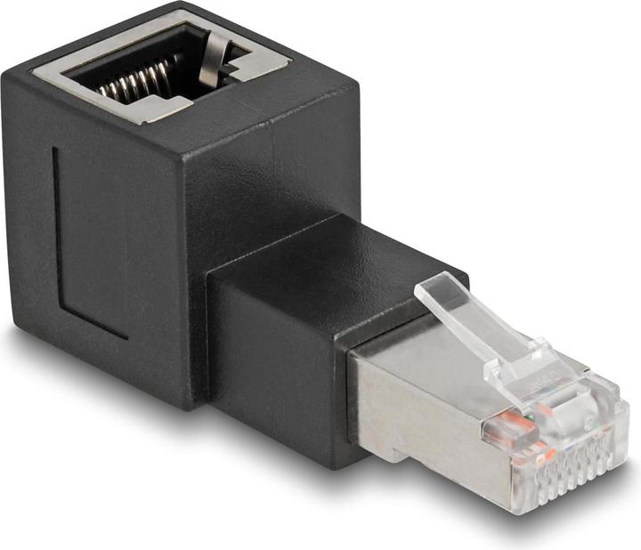 Image du produit Delock Adaptateur RJ45 mâle vers RJ45 femelle Cat.6A coudé à 90° vers le haut (RJ45, RJ45 (1x))