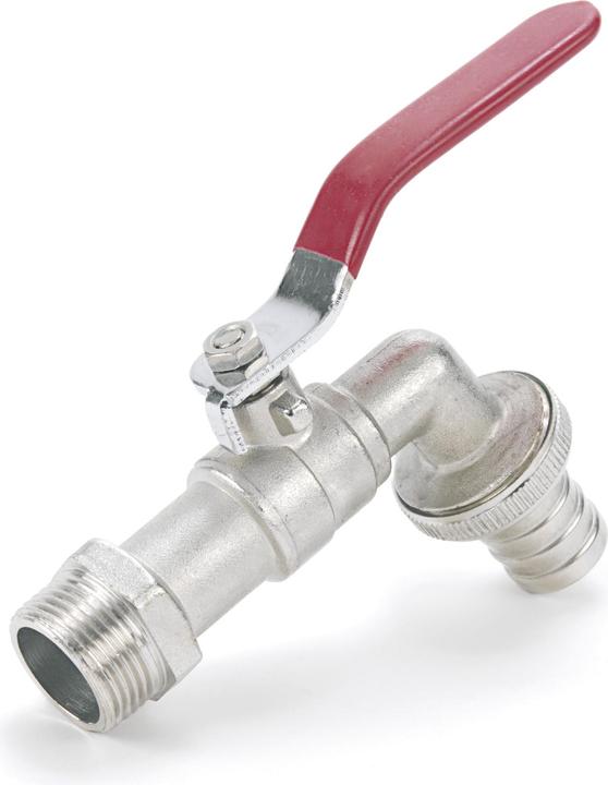 Rehau Wasserhahn mit Kugelventil 3/4 Zoll, Messing matt verchromt