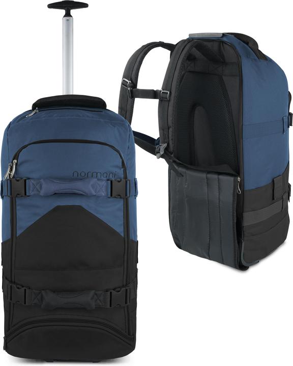 Actual product image Normani Reisetasche mit Rucksackfunktion 90L mit Regenüberzug Schwarz/Navy (90 l, L (90 - 115l))