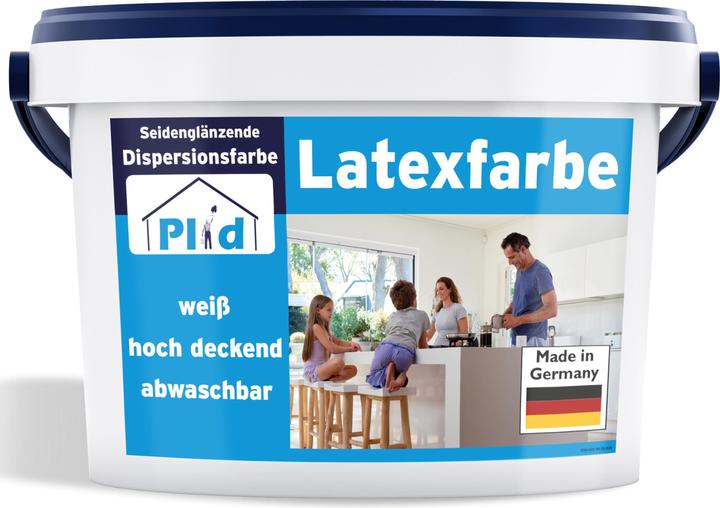 Plid Latex paint 5L white for approx. 30m² / washable wall paint kitchen paint interior paint (White, 5 l)