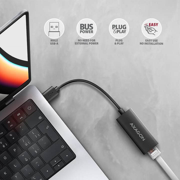 Produktbild Axagon ADE-AR, USB-A 3.2 Gen 1 - Gigabit Ethernet s????ov?? karta, Realtek 8153, auto instal (USB 3.0, RJ45 Gigabit Ethernet (1x))