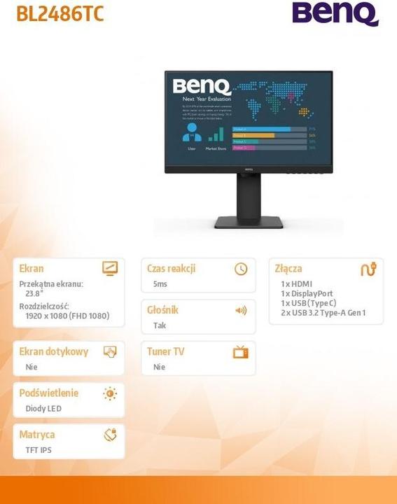 Actual product image BenQ BL2486TC IPS USB-C HUB (1920 x 1080 pixels, 23.80")
